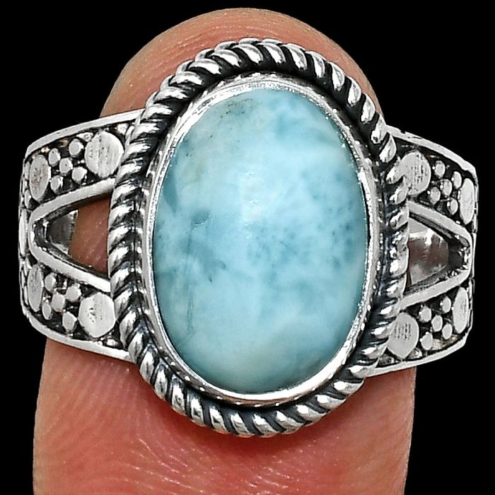 Larimar (Dominican Republic) Ring size-9.5 EXR04910 R-1732, 10x14 mm