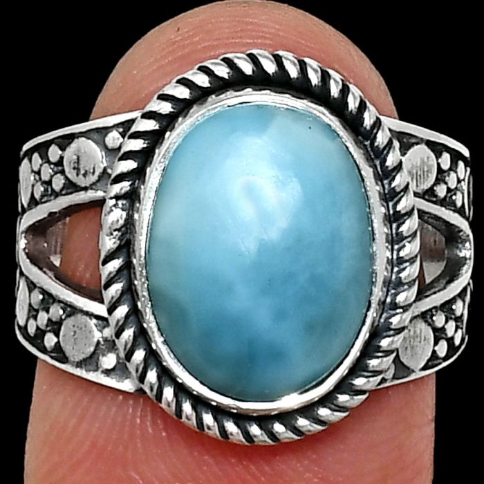 Larimar (Dominican Republic) Ring size-7 EXR04911 R-1732, 10x14 mm