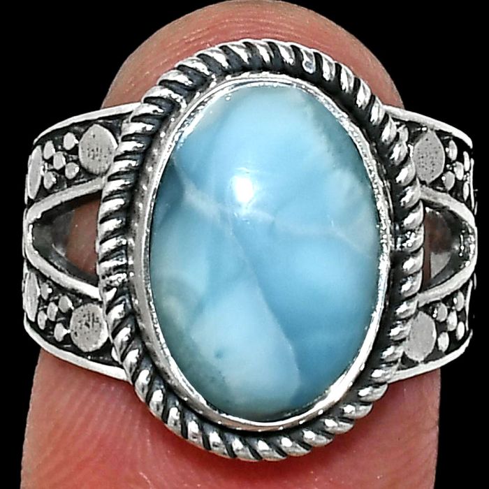 Larimar (Dominican Republic) Ring size-7 EXR04912 R-1732, 10x14 mm