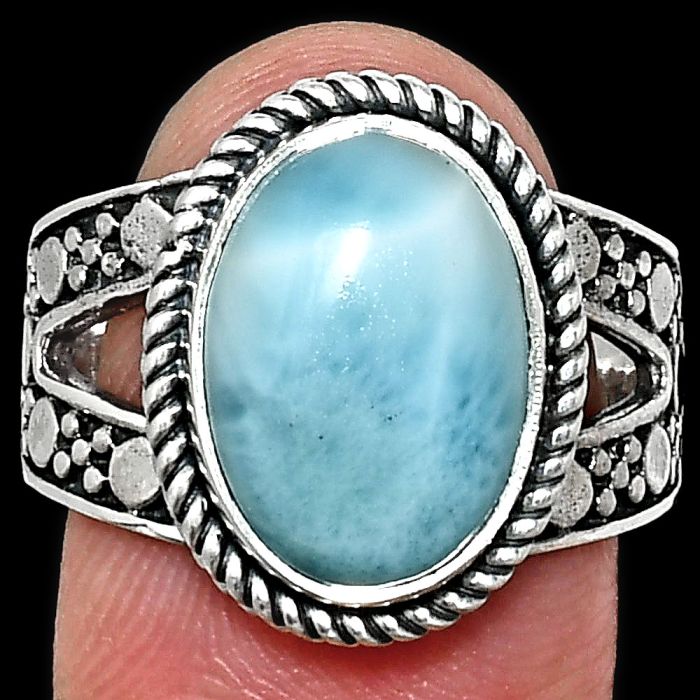 Larimar (Dominican Republic) Ring size-9 EXR04913 R-1732, 10x14 mm