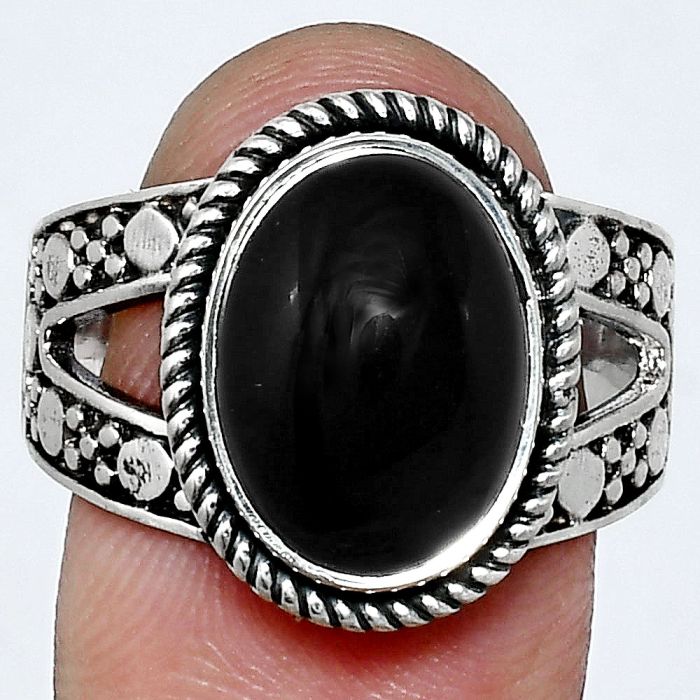 Black Onyx Ring size-9.5 EXR04937 R-1732, 10x14 mm