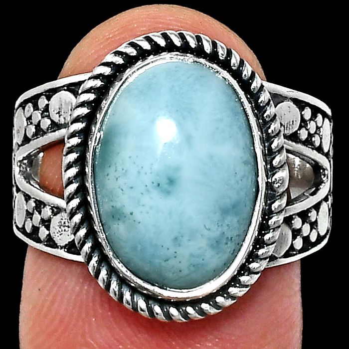 Larimar (Dominican Republic) Ring size-8 EXR04940 R-1732, 10x14 mm