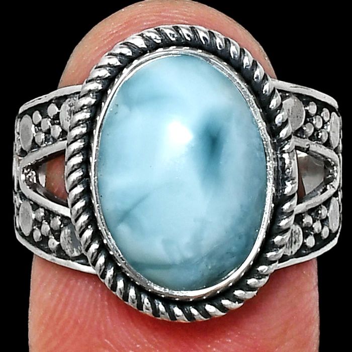 Larimar (Dominican Republic) Ring size-8 EXR04941 R-1732, 10x14 mm