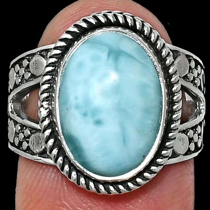 Larimar (Dominican Republic) Ring size-7 EXR04943 R-1732, 10x14 mm