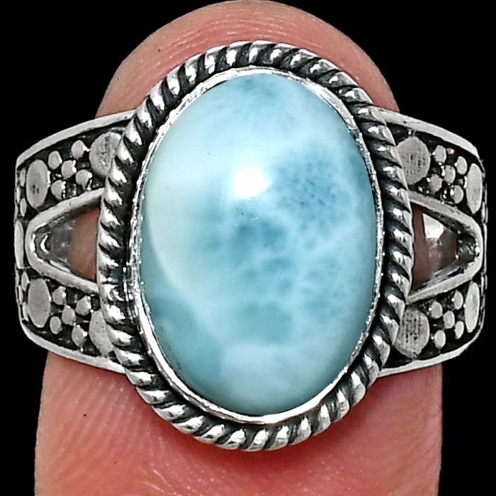 Larimar (Dominican Republic) Ring size-9 EXR04944 R-1732, 10x14 mm