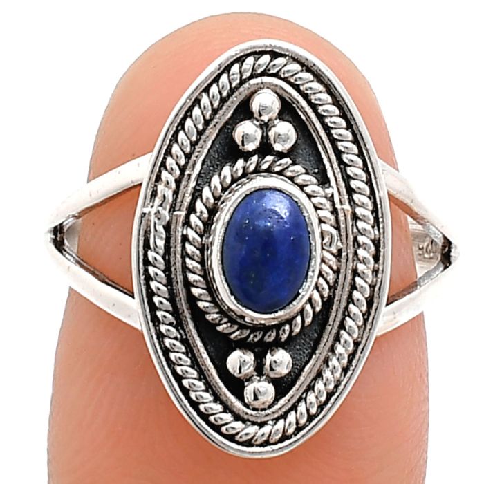 Lapis Lazuli Ring size-7 EXR04960 R-1258, 6x4 mm