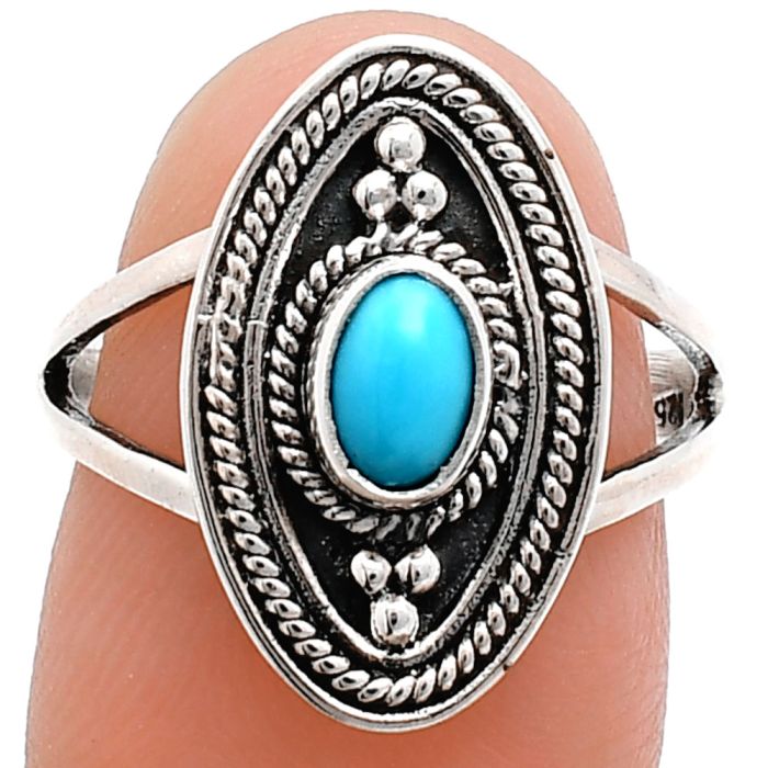 Sleeping Beauty Turquoise Ring size-7.5 EXR04974 R-1258, 6x4 mm