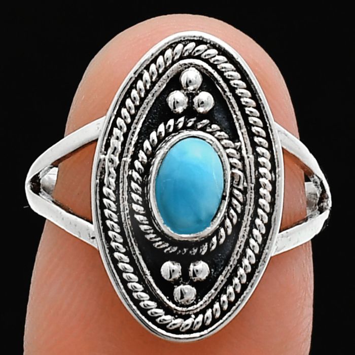 Larimar (Dominican Republic) Ring size-7 EXR04999 R-1258, 6x4 mm