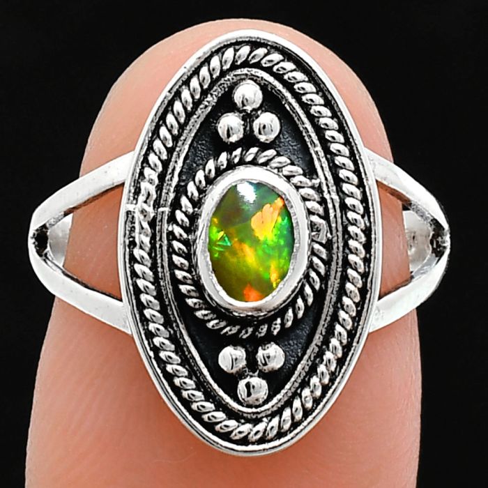 Ethiopian Opal Ring size-7 EXR05036 R-1258, 6x4 mm