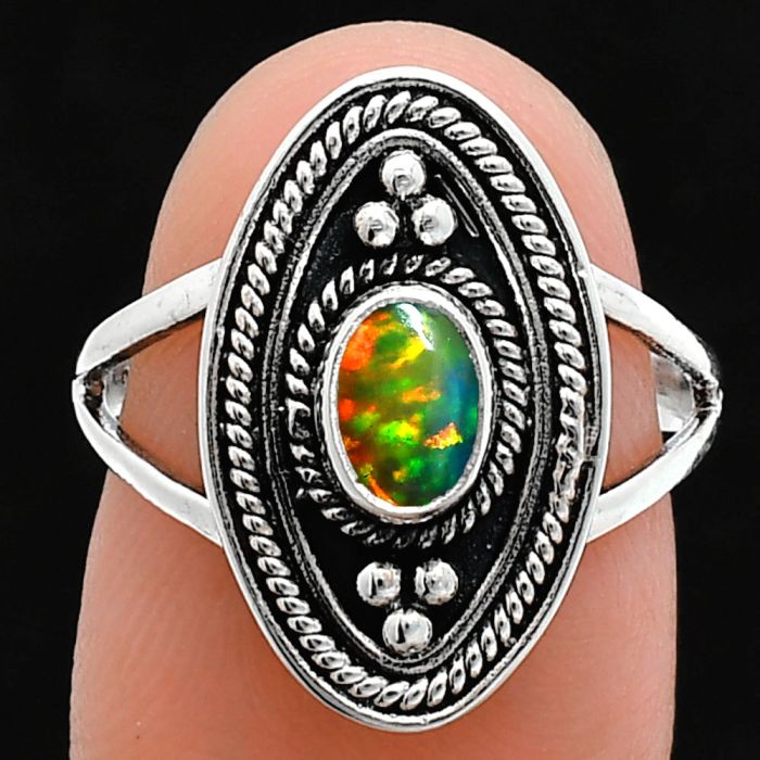 Ethiopian Opal Ring size-7 EXR05044 R-1258, 6x4 mm