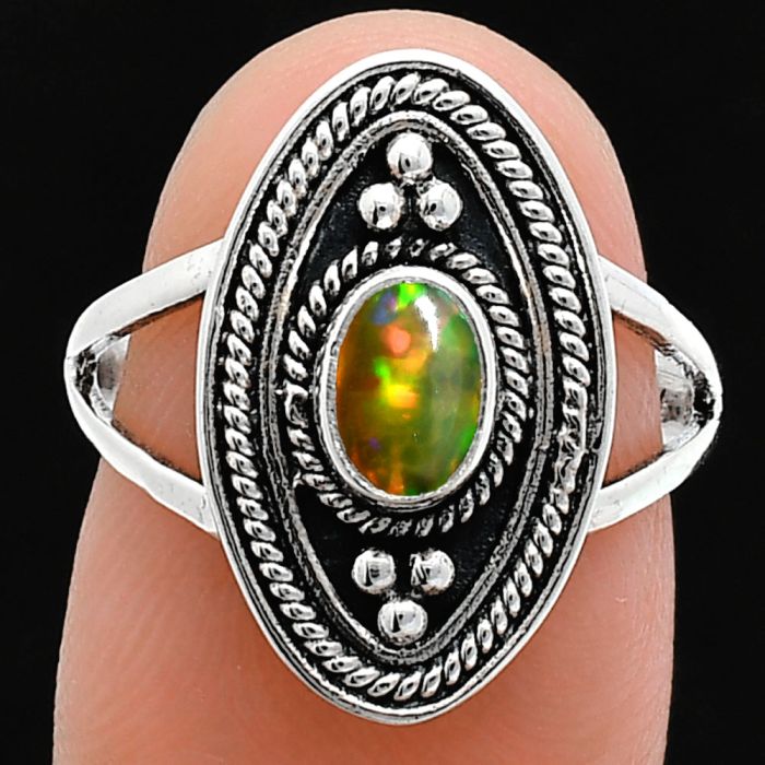 Ethiopian Opal Ring size-7 EXR05045 R-1258, 6x4 mm