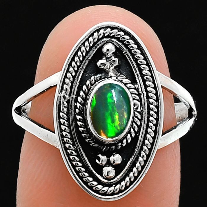 Ethiopian Opal Ring size-8 EXR05048 R-1258, 6x4 mm