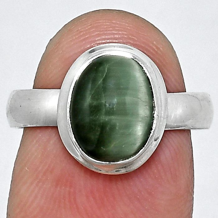 Genuine Cats Eye Ring size-7 EXR05074 R-1007, 8x10 mm