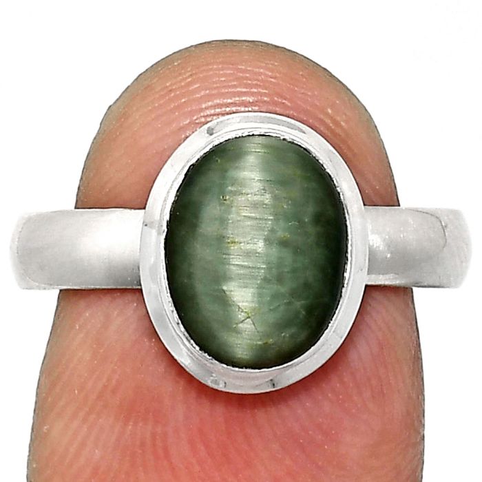 Genuine Cats Eye Ring size-8 EXR05075 R-1007, 8x10 mm