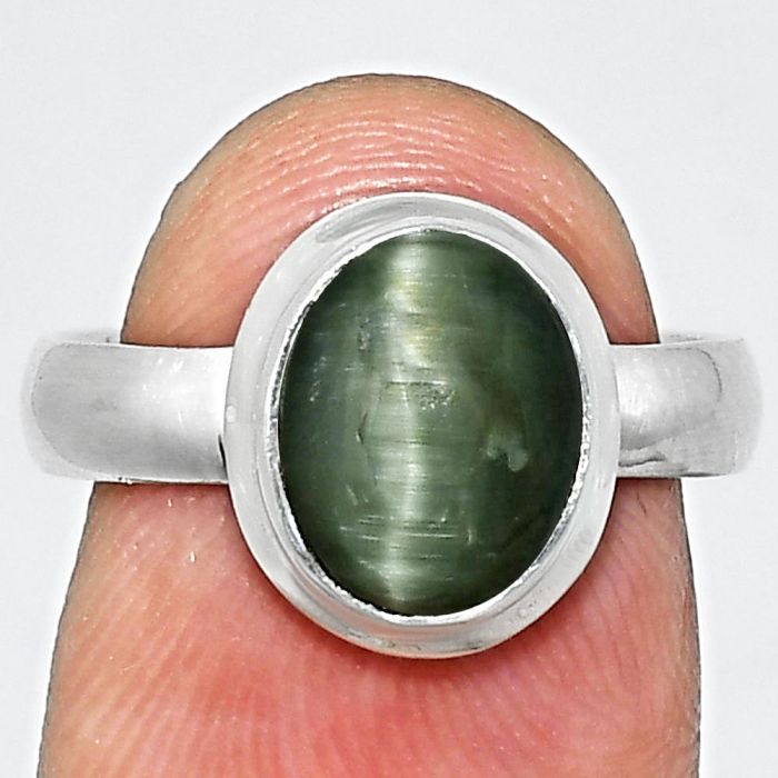 Genuine Cats Eye Ring size-7 EXR05076 R-1007, 8x10 mm