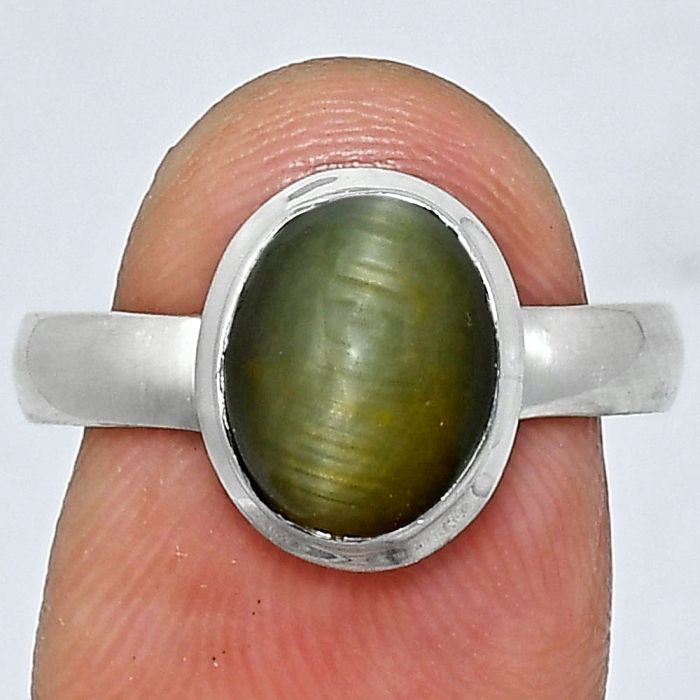 Genuine Cats Eye Ring size-8 EXR05079 R-1007, 8x10 mm