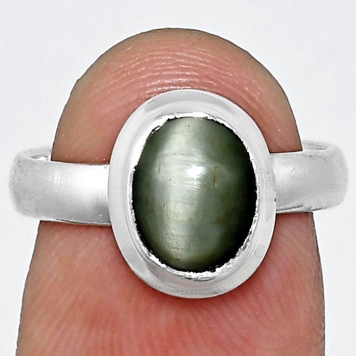 Genuine Cats Eye Ring size-6 EXR05080 R-1007, 7x9 mm