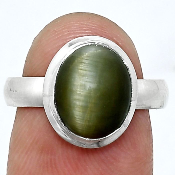 Genuine Cats Eye Ring size-7 EXR05081 R-1007, 9x11 mm