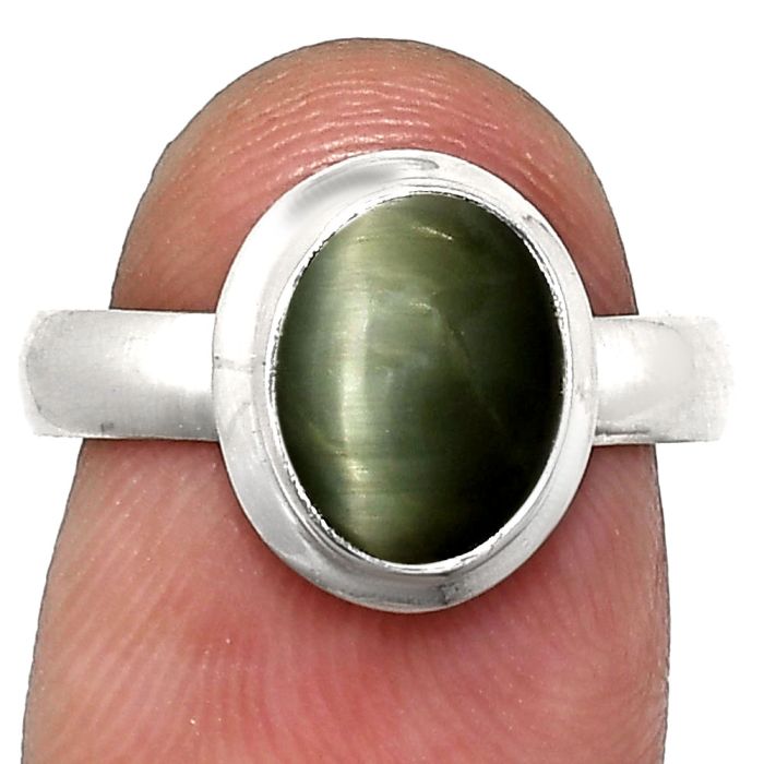 Genuine Cats Eye Ring size-7 EXR05085 R-1007, 8x10 mm