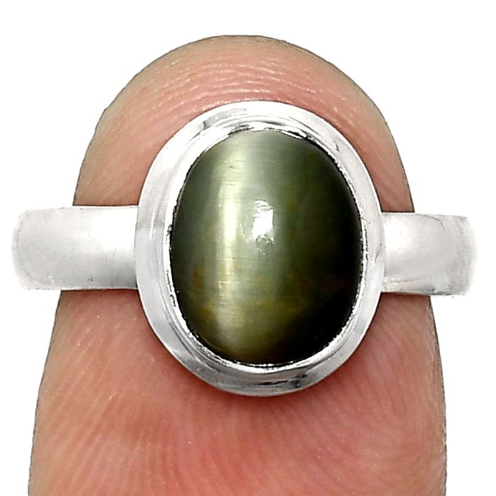 Genuine Cats Eye Ring size-7 EXR05086 R-1007, 8x10 mm