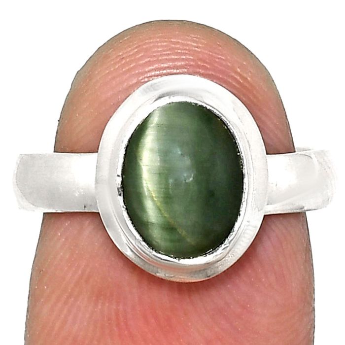 Genuine Cats Eye Ring size-7 EXR05090 R-1007, 7x9 mm