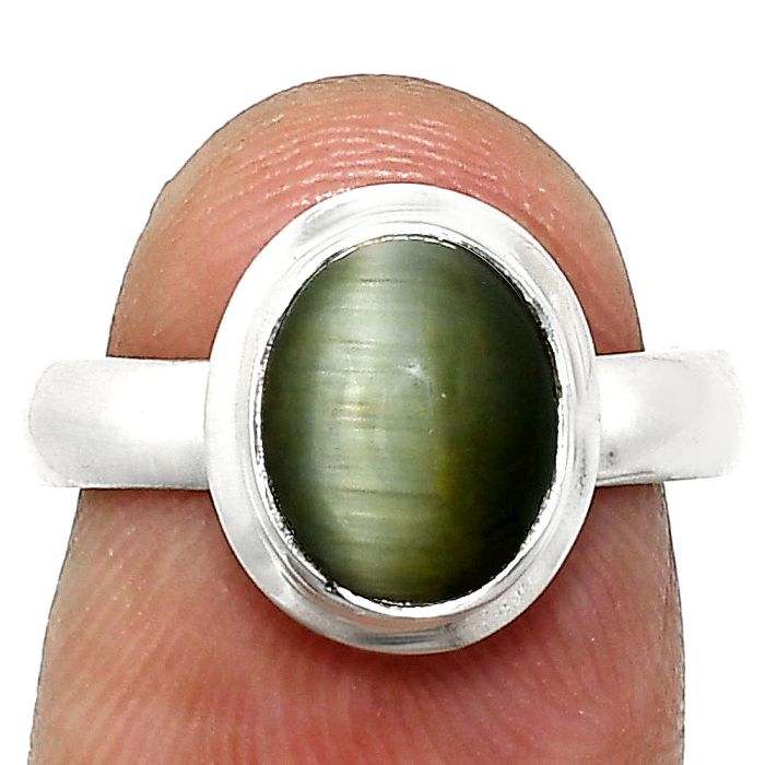 Genuine Cats Eye Ring size-7 EXR05093 R-1007, 8x10 mm