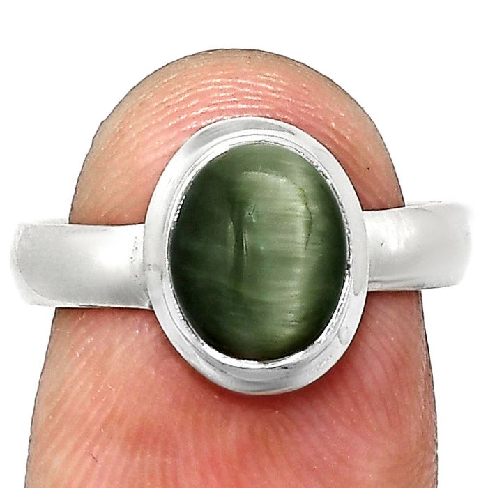 Genuine Cats Eye Ring size-7 EXR05095 R-1007, 7x9 mm