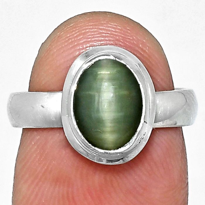 Genuine Cats Eye Ring size-6 EXR05098 R-1007, 7x9 mm