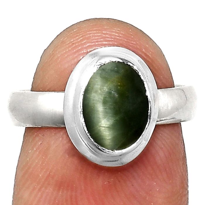 Genuine Cats Eye Ring size-6 EXR05099 R-1007, 7x9 mm