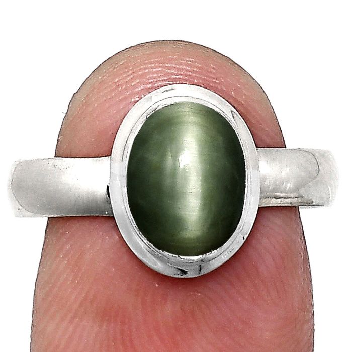 Genuine Cats Eye Ring size-8 EXR05100 R-1007, 7x9 mm