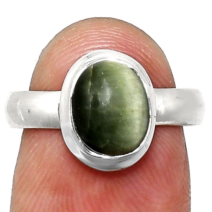 Genuine Cats Eye Ring size-7 EXR05101 R-1007, 7x9 mm