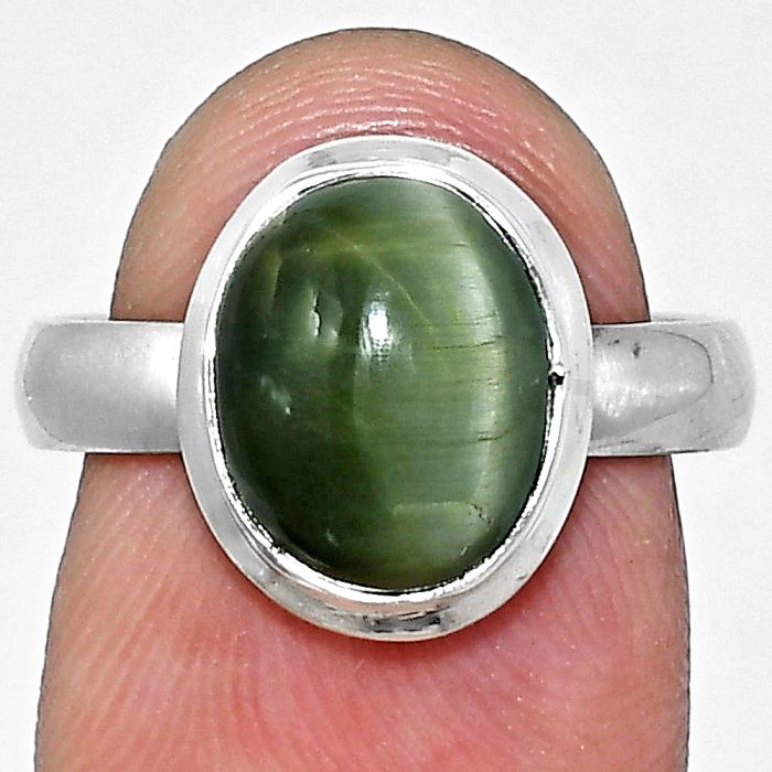 Genuine Cats Eye Ring size-7 EXR05108 R-1007, 9x11 mm