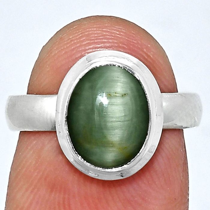 Genuine Cats Eye Ring size-6 EXR05114 R-1007, 8x10 mm