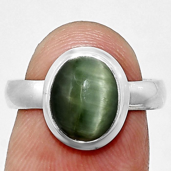 Genuine Cats Eye Ring size-7 EXR05118 R-1007, 8x10 mm