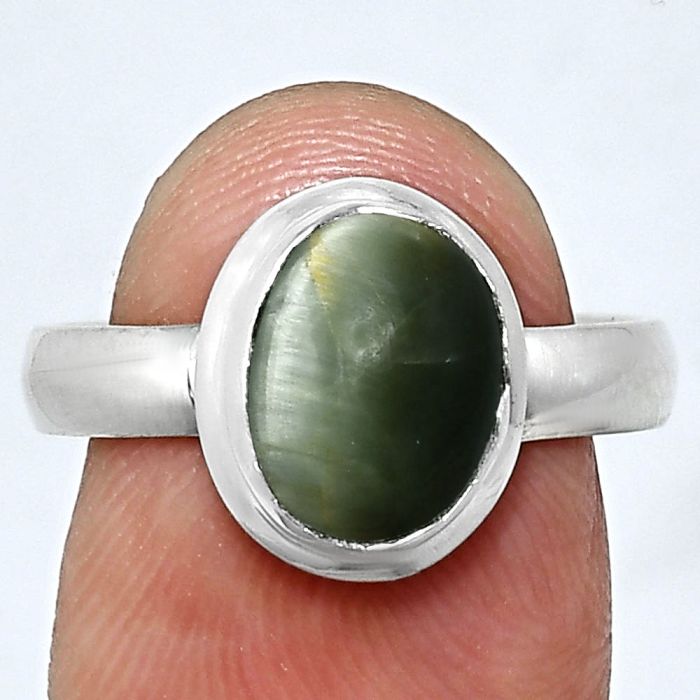 Genuine Cats Eye Ring size-8 EXR05130 R-1007, 8x10 mm