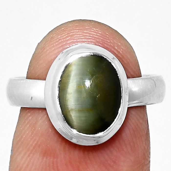 Genuine Cats Eye Ring size-7 EXR05139 R-1007, 8x10 mm