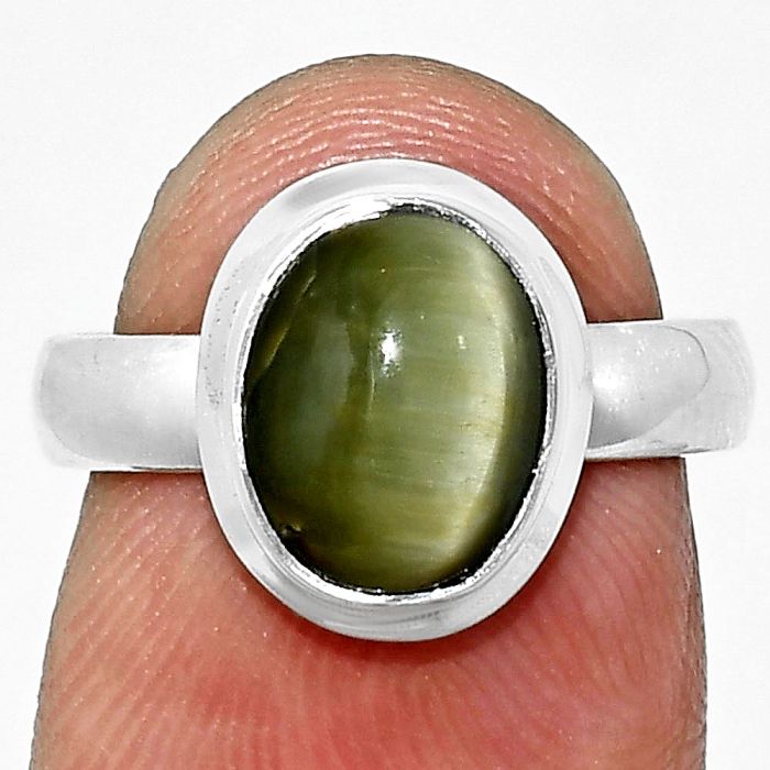 Genuine Cats Eye Ring size-6 EXR05140 R-1007, 8x10 mm