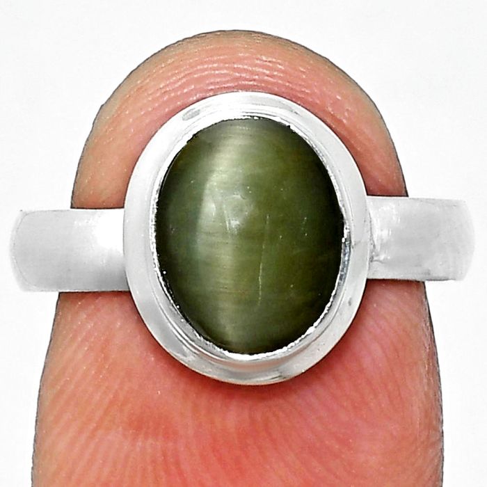 Genuine Cats Eye Ring size-7 EXR05141 R-1007, 8x10 mm