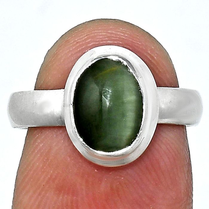 Genuine Cats Eye Ring size-6 EXR05142 R-1007, 7x9 mm