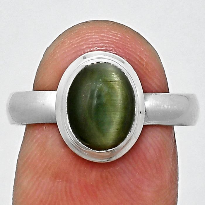 Genuine Cats Eye Ring size-8 EXR05143 R-1007, 7x9 mm