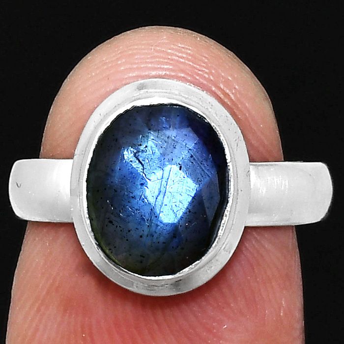 Blue Labradorite Checker Ring size-6 EXR05146 R-1007, 8x10 mm