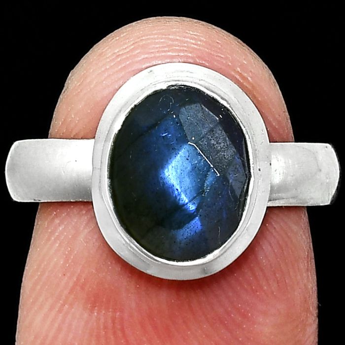 Blue Labradorite Checker Ring size-7 EXR05148 R-1007, 8x10 mm