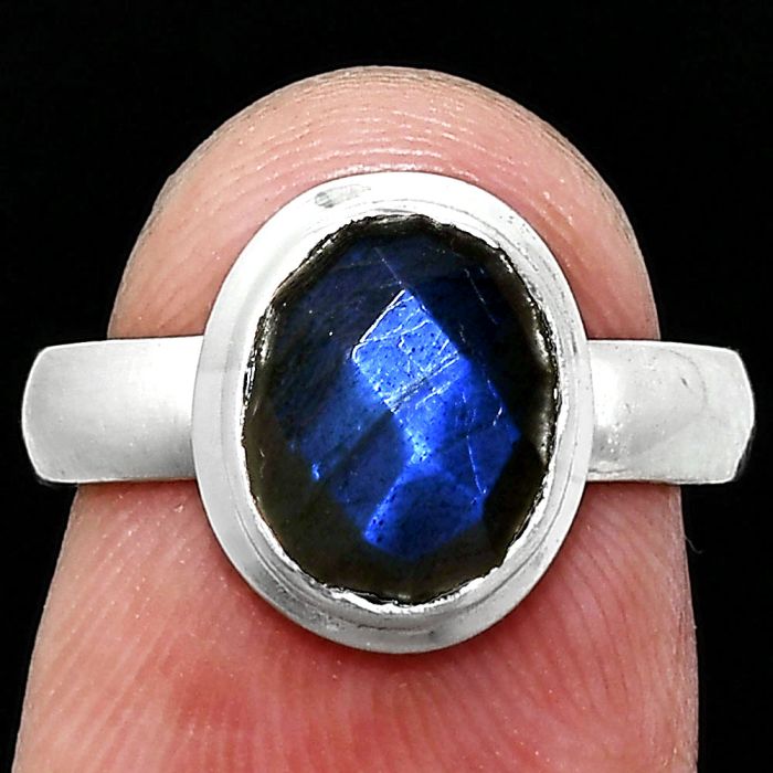 Blue Labradorite Checker Ring size-6 EXR05152 R-1007, 8x10 mm