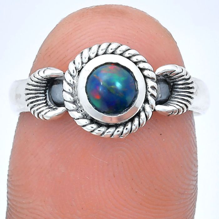 Chalama Black Opal Ring size-8 EXR05206 R-1733, 6x6 mm