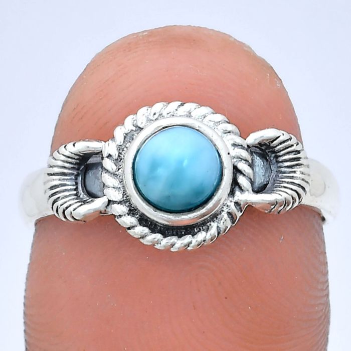 Larimar (Dominican Republic) Ring size-8 EXR05208 R-1733, 6x6 mm