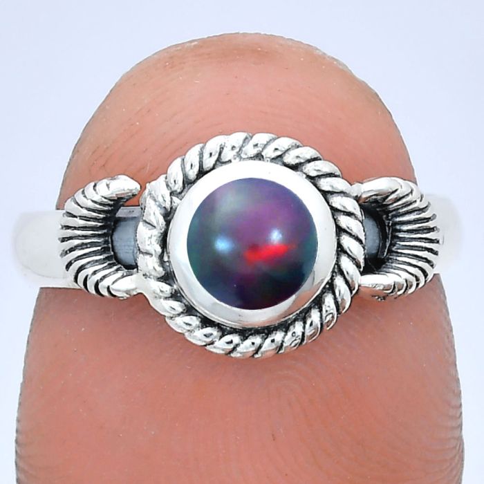 Chalama Black Opal Ring size-7 EXR05213 R-1733, 6x6 mm