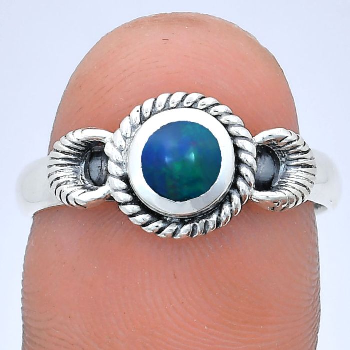 Chalama Black Opal Ring size-9 EXR05214 R-1733, 6x6 mm