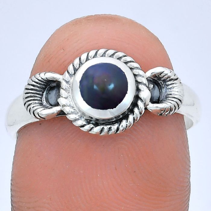 Chalama Black Opal Ring size-9 EXR05215 R-1733, 6x6 mm