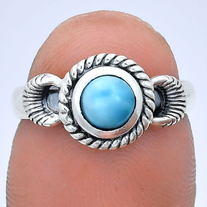 Larimar (Dominican Republic) Ring size-6 EXR05216 R-1733, 6x6 mm