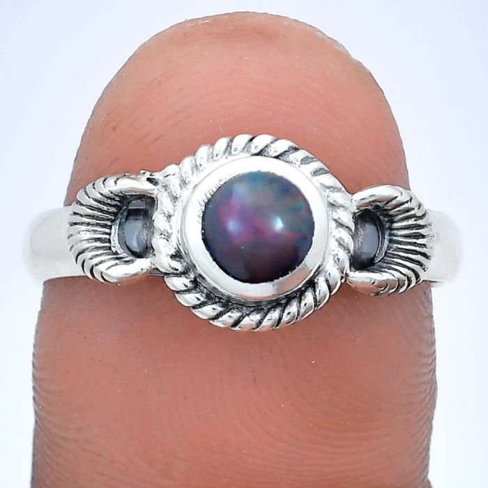 Chalama Black Opal Ring size-8.5 EXR05222 R-1733, 6x6 mm